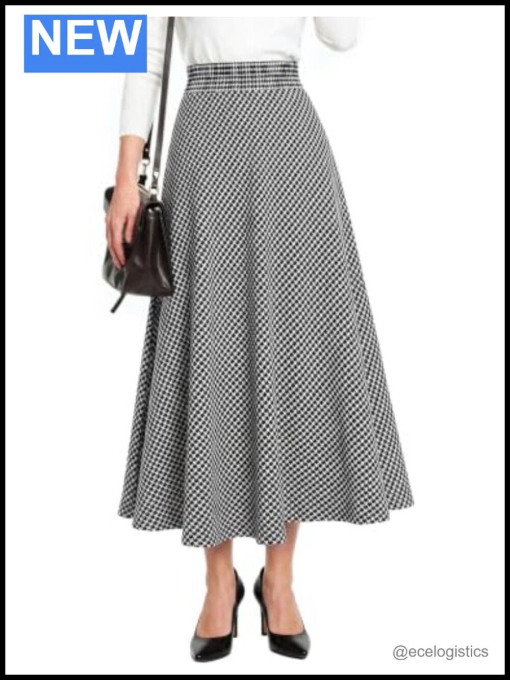 Zeagoo Plaid A-Line Midi Skirt Elastic Waist with Pockets